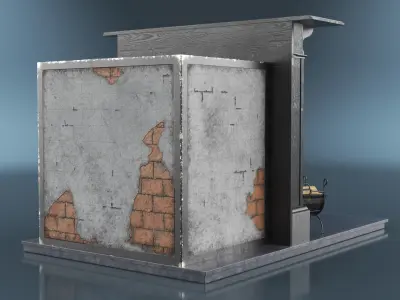  Victorian Fireplace with Leather Chair 