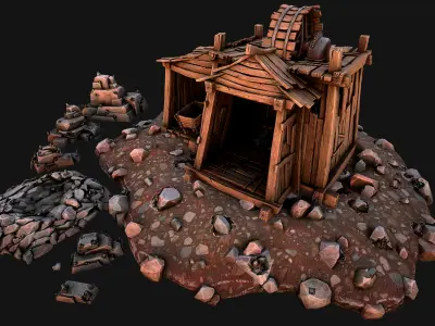Medieval Tin Ore Mine Low-poly 3D model