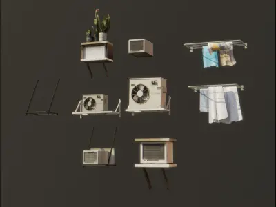 Asia Tower Block Alley Building  Low-poly 3D model