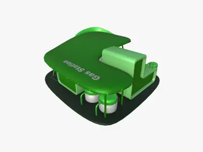 SciFi Gas Station A06 Green - Sci Fi Exterior Design Low-poly 3D model
