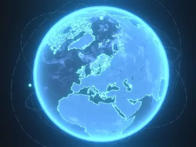 Animated Hologram Planet Earth With 50 Sci-Fi Music Tracks Low-poly 3D model