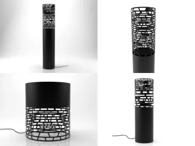 Nest three cylinders and lamp 3D model