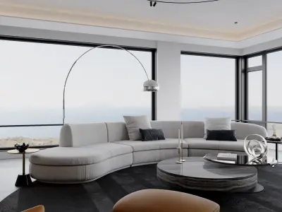 Modern living room scene 3D model purchase