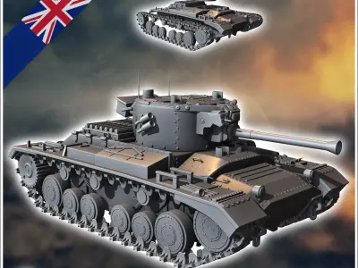 Valentine Mark Mk X infantry tank - UK United WW2 Kingdom Britis 3D print model V1