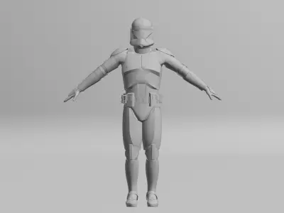 Clone Trooper Phase I Rigged 3D Asset - Clone Wars - BF2 style 3D model