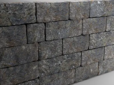 High Poly Natural Stone Wall 3D model