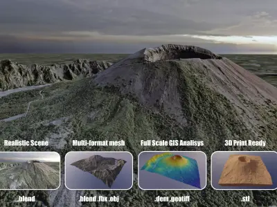 Mount Vesuvius Multipurpose Terrain Model 3D model