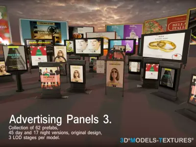 Advertising Panels 3 Low-poly 3D model