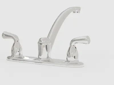 Chrome Faucet kit Low-poly 3D model