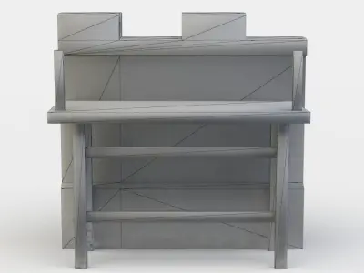 Masonry wall with wooden platform Low-poly 3D model