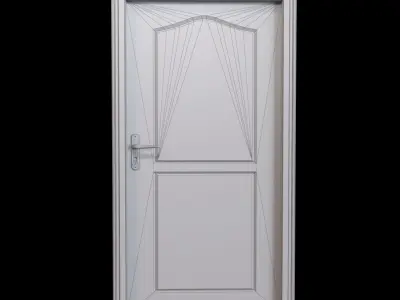 Wooden Door Low-poly 3D model