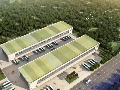 Modern Logistics Park with Cross-Dock Warehouses 3D model