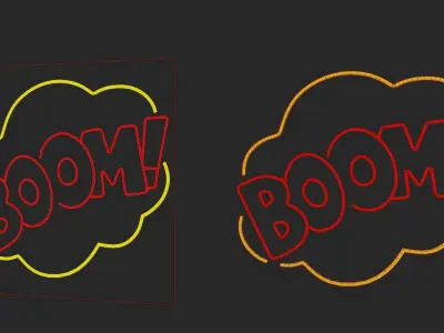 Neon Boom bomb sign p1 Low-poly 3D model