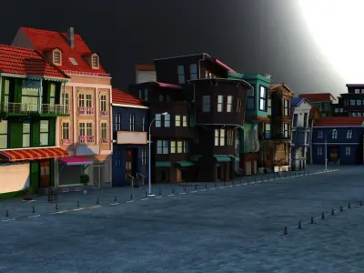 3D Cartoon Bank Street 3D model