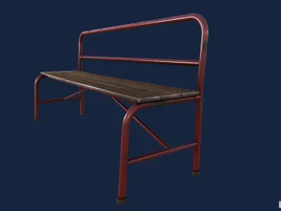 Metal coloured bench - two colors available -  Low-poly 3D model