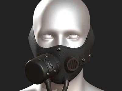 Gas mask respirator scifi futuristic military combat  Low-poly 3D model