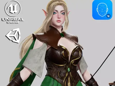 Elven Archer - Game Ready Low-poly 3D model