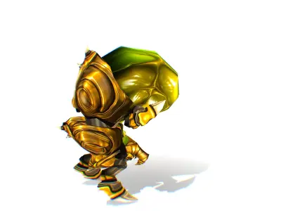 Animated Green Flea Monster Bug Low-poly 3D model