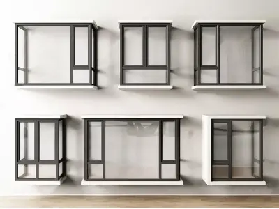 modern windows glass Sliding Architecture 3D model 33