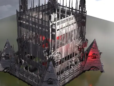 Mordor Fort Arena walls inspired 2 3D model
