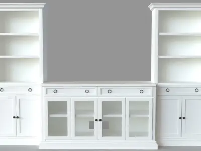 Cameo Modular White Glass Door Media Entertainment Center 3D model