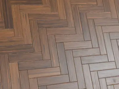 Polished Herringbone Walnut Wood Parquet PBR Seamless Texture