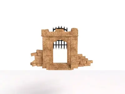 Ancient cave gate Low-poly 3D model