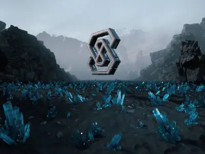 Aurora Mountain Crystal Ground Ore Scifi LOGO desert  3D model