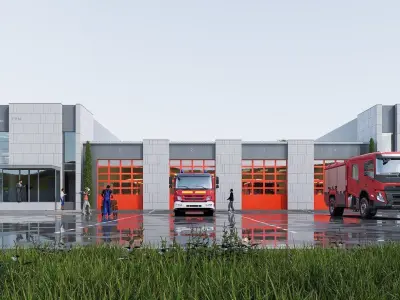 fire station Low-poly 3D model