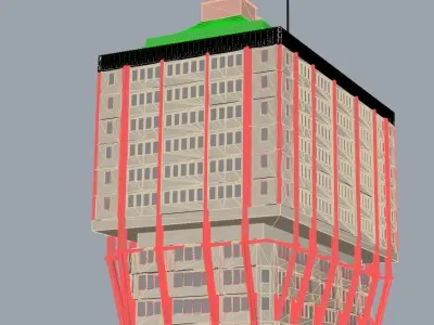 The Torre Velasca - Milan architectural building 3D print model