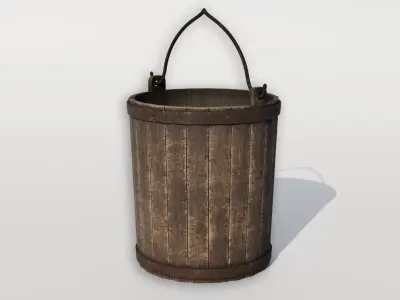 Medieval Wooden Bucket PBR 
