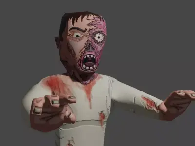 Zombie Cartoon - Living Dead - Zumbi Low-poly 3D model