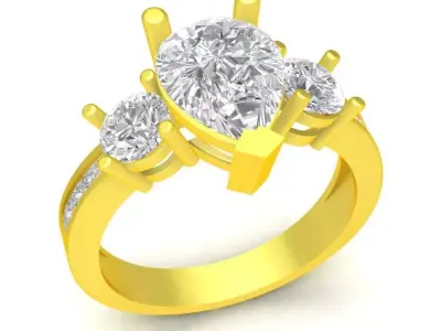 Emerald Pear Ring 3D Model 137a 3D print model