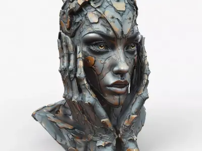 Cyberpunk Head High Detail 3D model