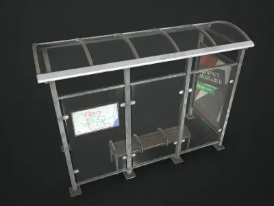 Bus Stop Shelter Low-poly 3D model