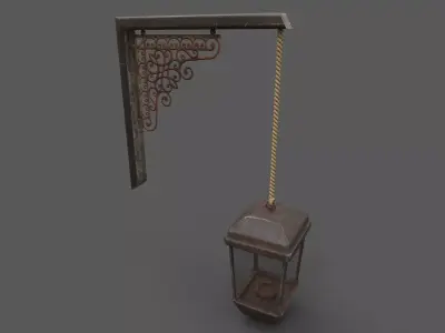 Old metal street lamp 3D model