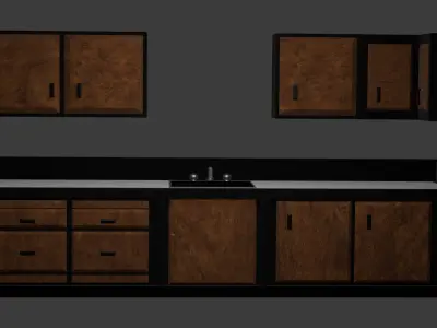 Custom Kitchen Cabinets With Sink  3D model