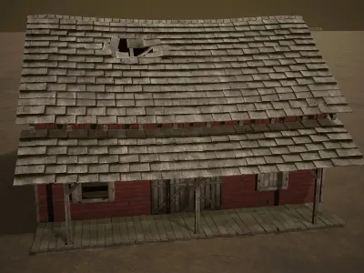 Barn Cattle Shed Farm Shelter Village Farmhouse 1 Low-poly 3D model