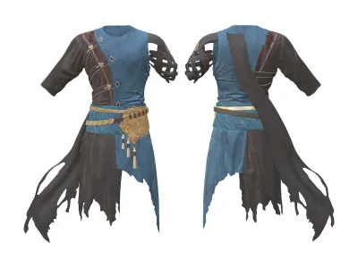 Full Medieval Dagger Assasin Costume Low-poly 3D model