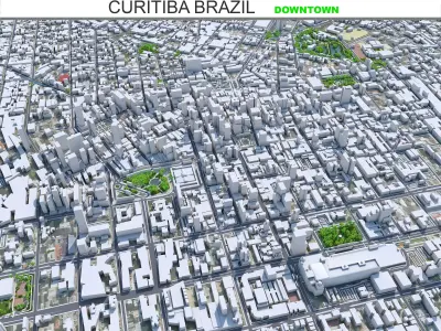 Curitiba Downtown Brazil Low-poly 3D model
