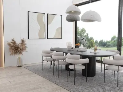 Detailed Modern House Villa Interior Scene 3D model