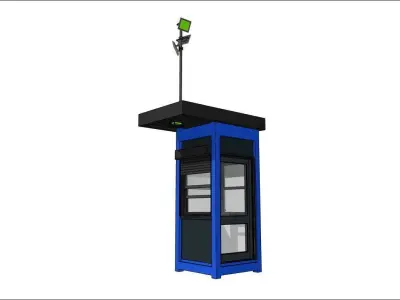 container guard booth 125cm x 125cm with roof above many formats 3D model
