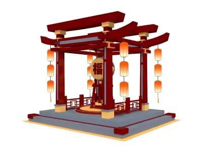 Torii Gate Low-poly 3D model 3D model
