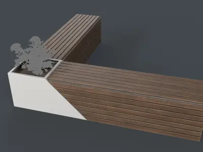 Modern Outdoor Bench 118 PBR Game Ready Low-poly 3D model