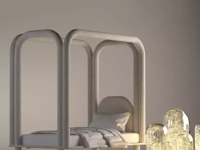 Roundish Kids Canopy Bed 3D Model 3D model