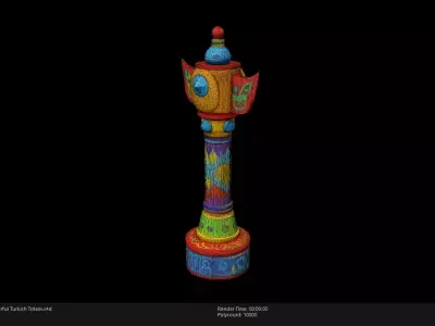 Low Poly Stylized Colorful Turkish Totem Low-poly 3D model