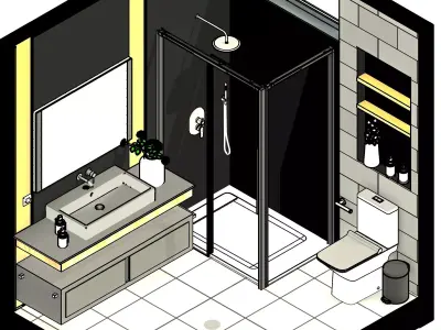 modern bathroom design with all its accessories 3D model