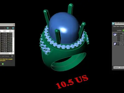 Light Gold Diamond Men Ring 2MR031 3D model