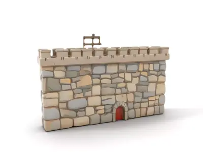 Stone Fortress Wall model pack Low-poly 3D model