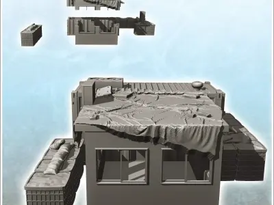 Fortified command post with hesco gabion and air conditioning 3 3D print model